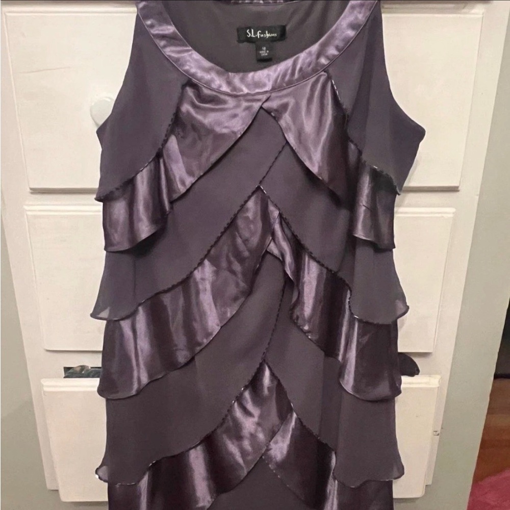 S.L. Fashions Deep Purple Layered Mini Dress